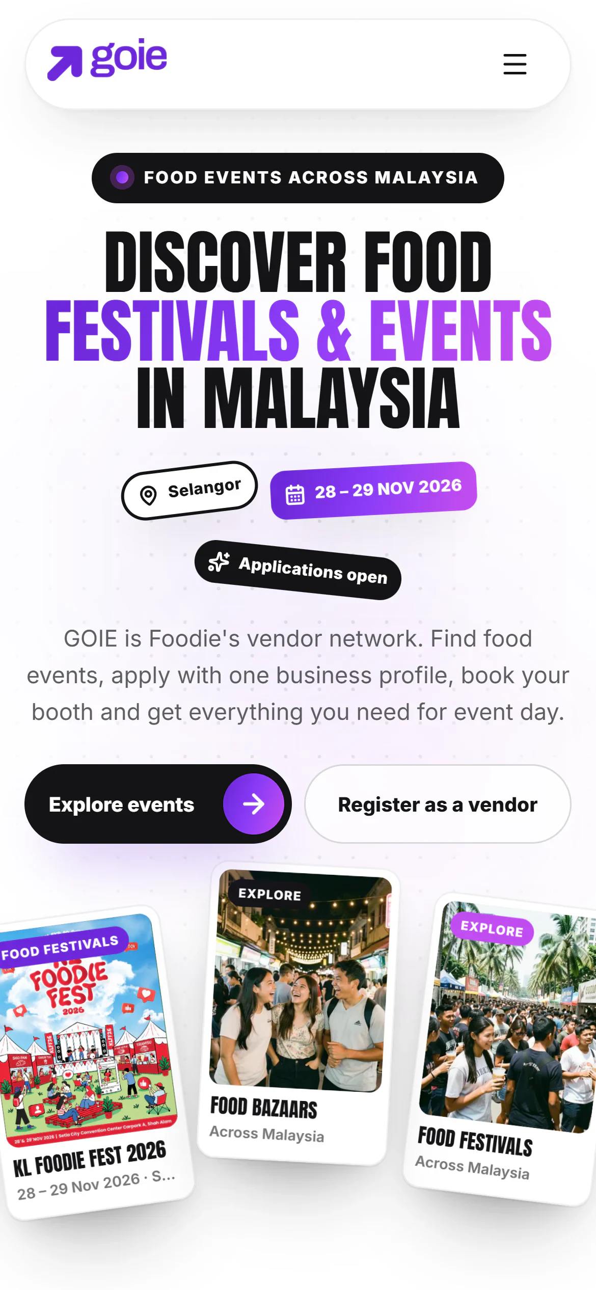 GOIE website on a phone