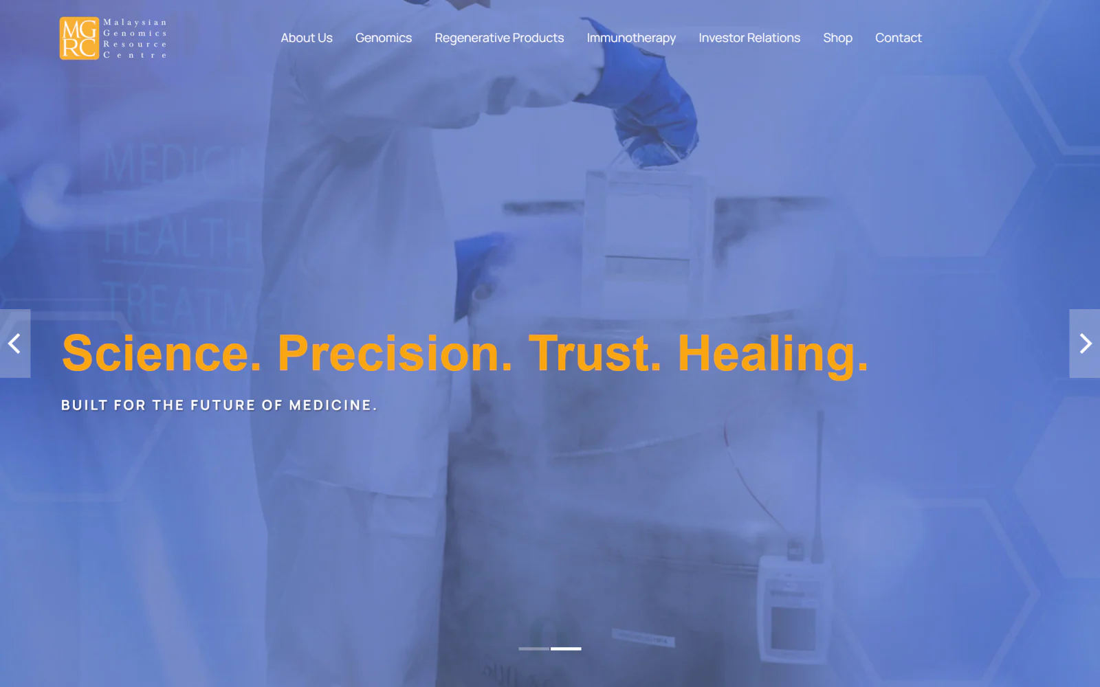 MGRC website on desktop