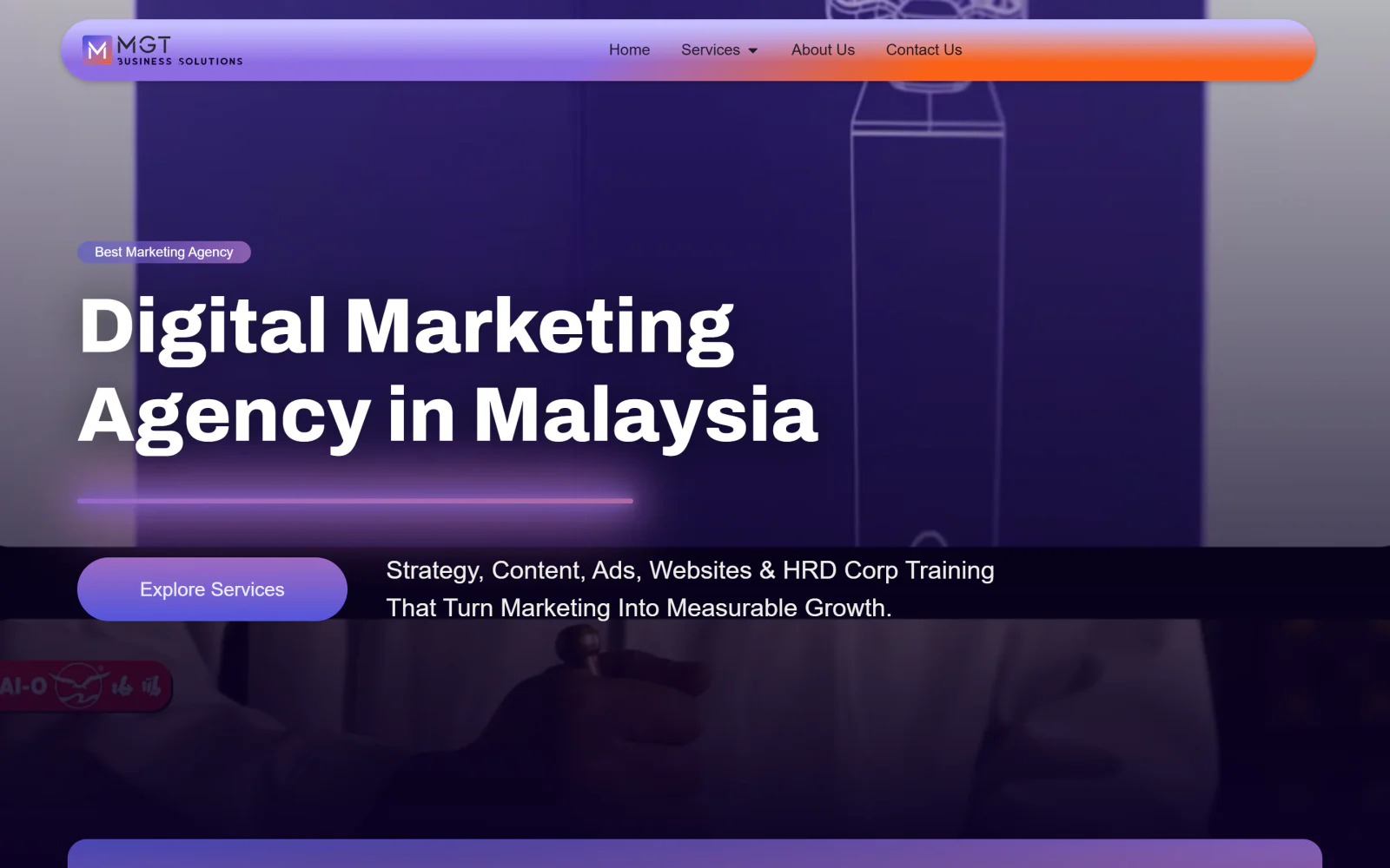 MGT Business Solutions website on desktop