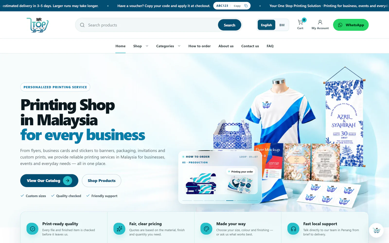 Mr Top Shop website on desktop