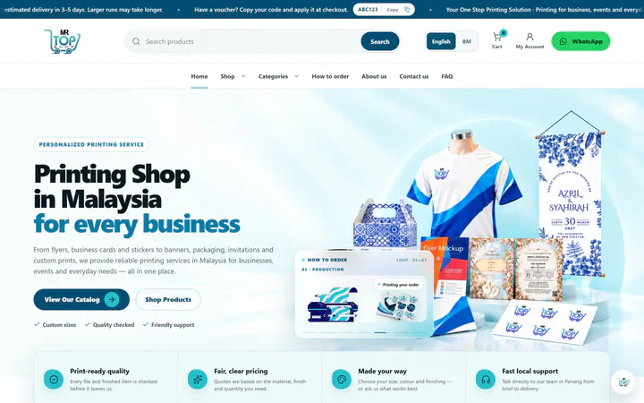 Mr Top Shop website