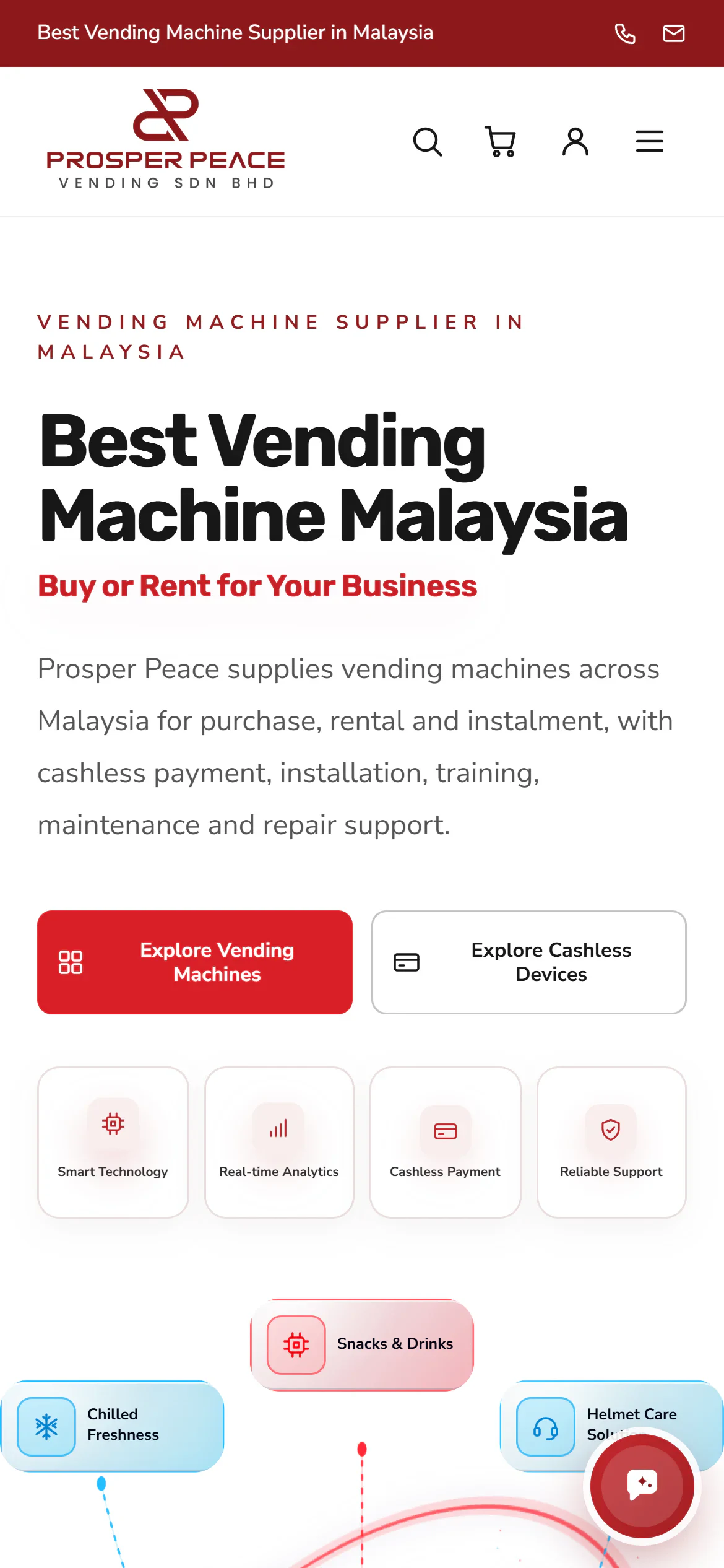 Prosper Peace Vending website on a phone