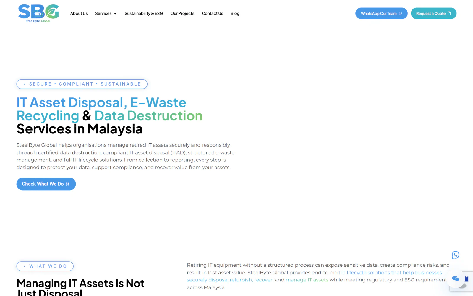 SteelByte Global website on desktop