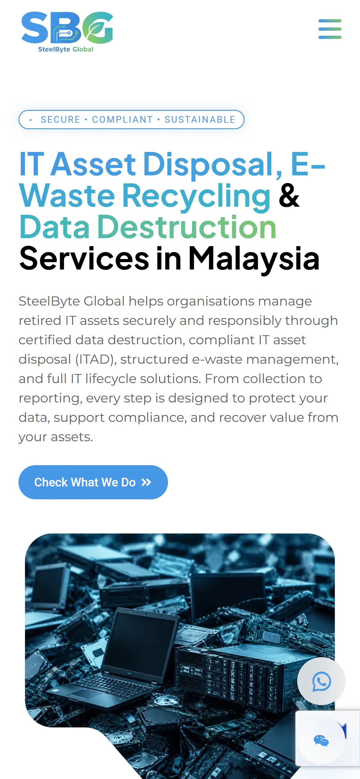 SteelByte Global website on a phone